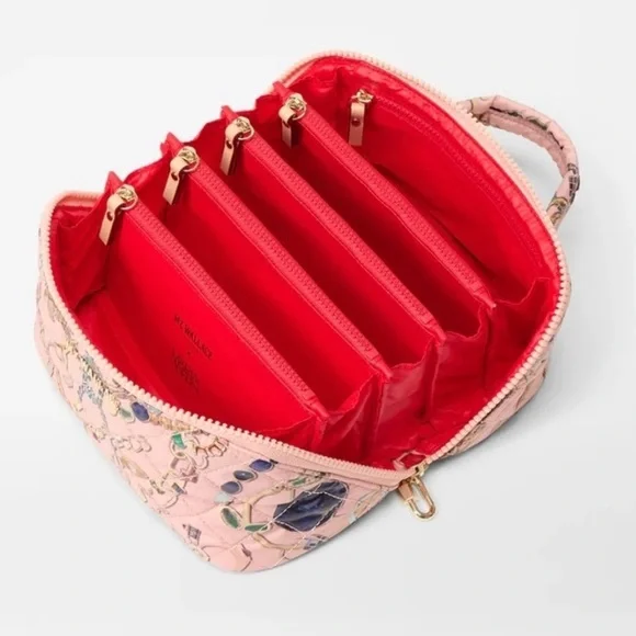 MZ Wallace x Marla Aaron Pink Lock Print Accordion Jewelry Case Bag - Picture 9 of 16